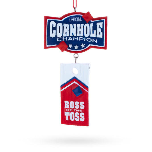 Cornhole Champion Boss of the Toss Resin Christmas Ornament