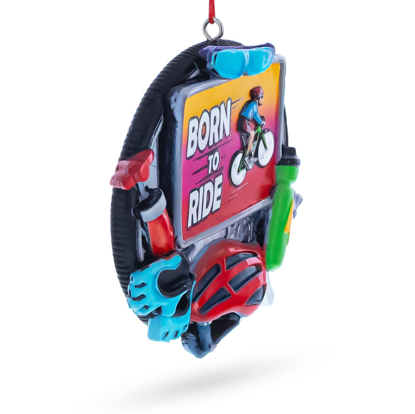 Born to Ride Cyclist Gear Resin Christmas Ornament