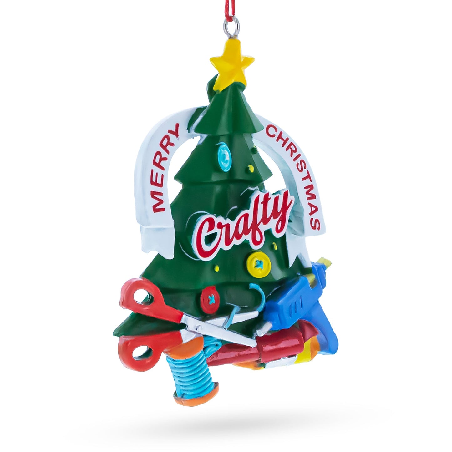 Crafty Tree with Scissors and Glue Gun Resin Christmas Ornament