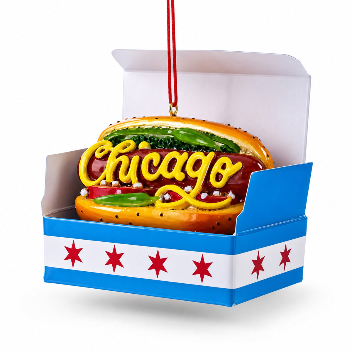 Classic Chicago Style Hot Dog Resin Christmas Ornament