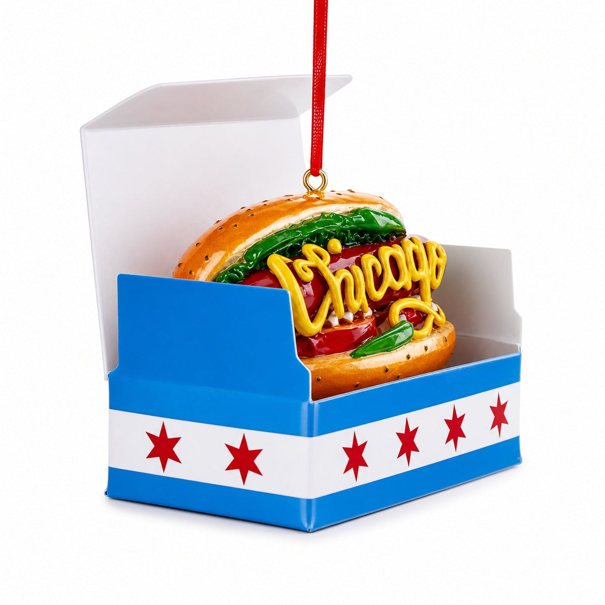 Classic Chicago Style Hot Dog Resin Christmas Ornament