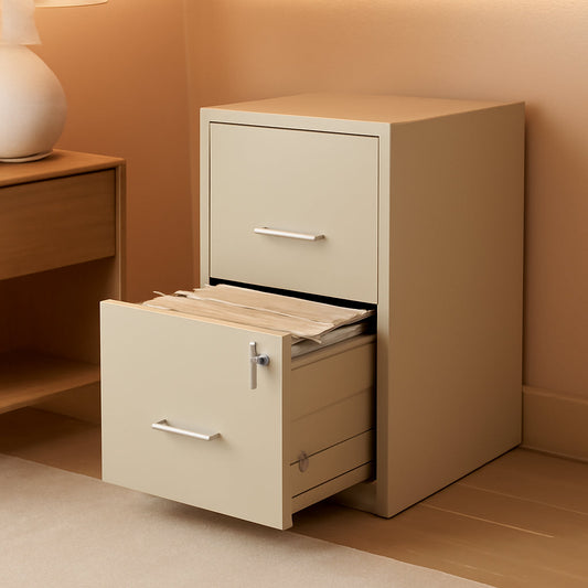 18 Inch Deep 2 Drawer File Cabinet Putty For Home Office