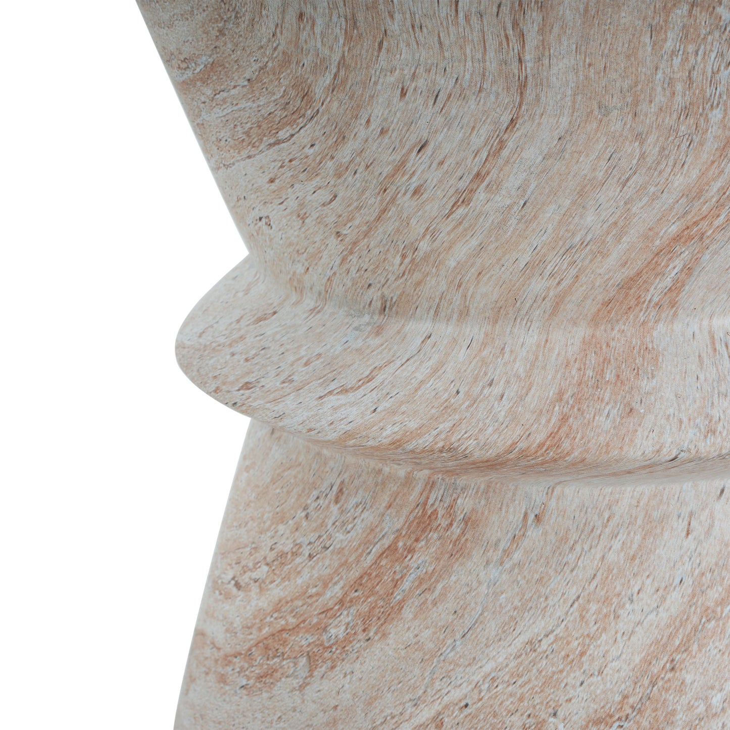 Outdoor/Indoor Lightweight Concrete Side Table with Travertine Finish, Beige, 15.5x15.5x18 inches