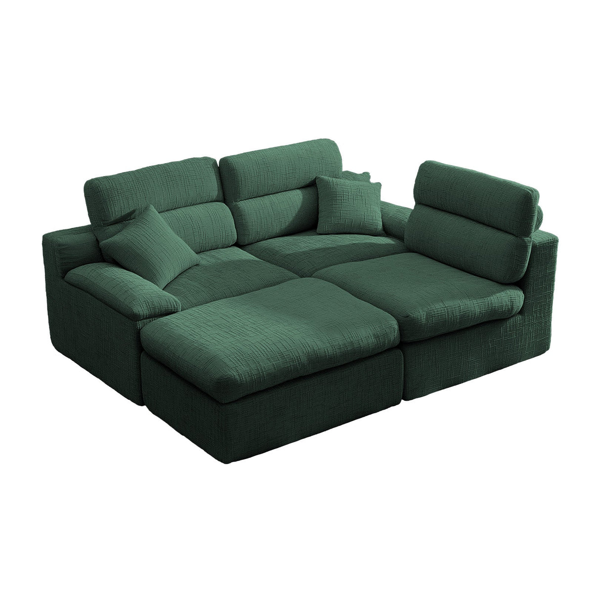 Corner Chaise Sofa with High Backrest - Green