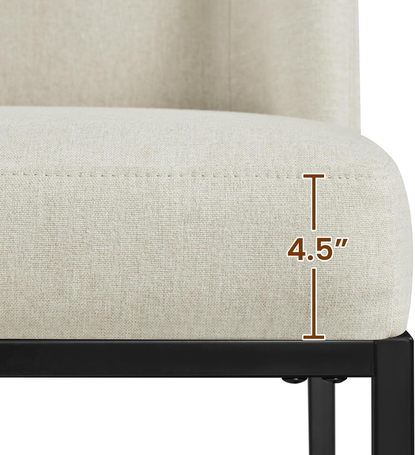Beige Upholstered Dining Chairs Mid Back With Metal Legs 2
