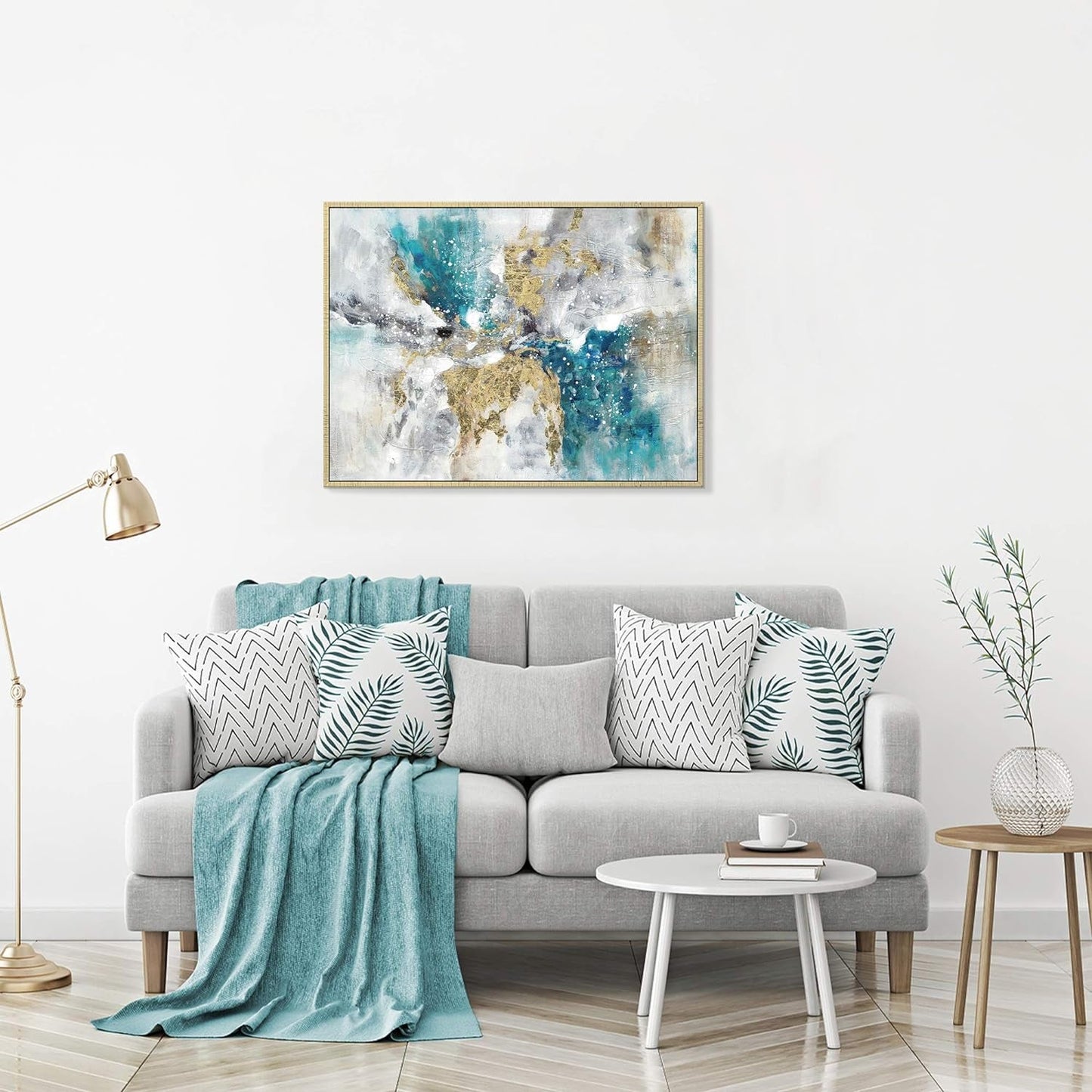 Elegant Marble Abstract Framed Wall Art with Gold Foil – Textured Minimalist Canvas for Bedroom (40”W x 30”H, Multiple Sizes Available)