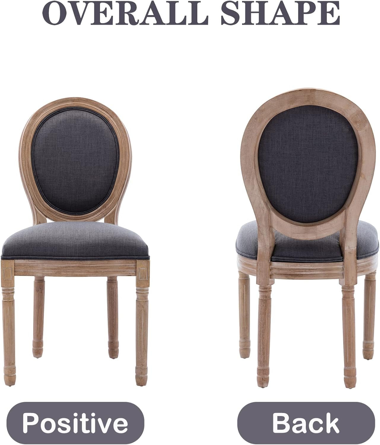 French Country Dining Chairs Set of 4 Oak Wood Round Back