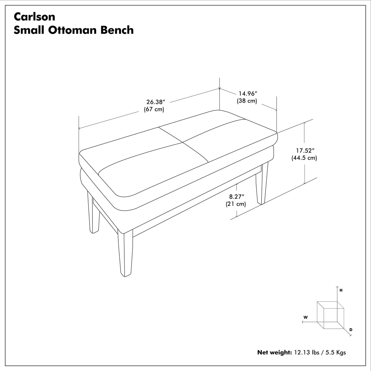 Carlson Small Ottoman Bench