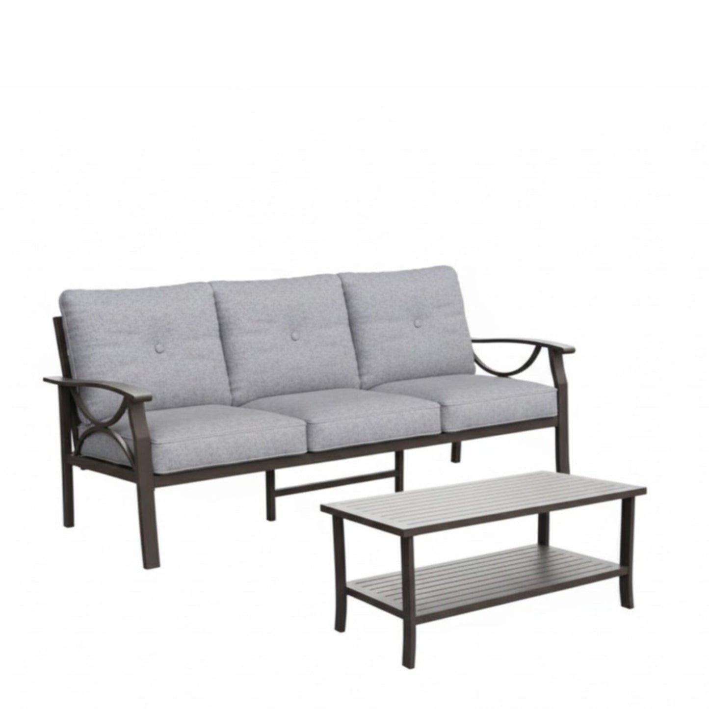 2 Piece Outdoor Patio Set, 70” All-Weather Metal 3-Seat Sofa