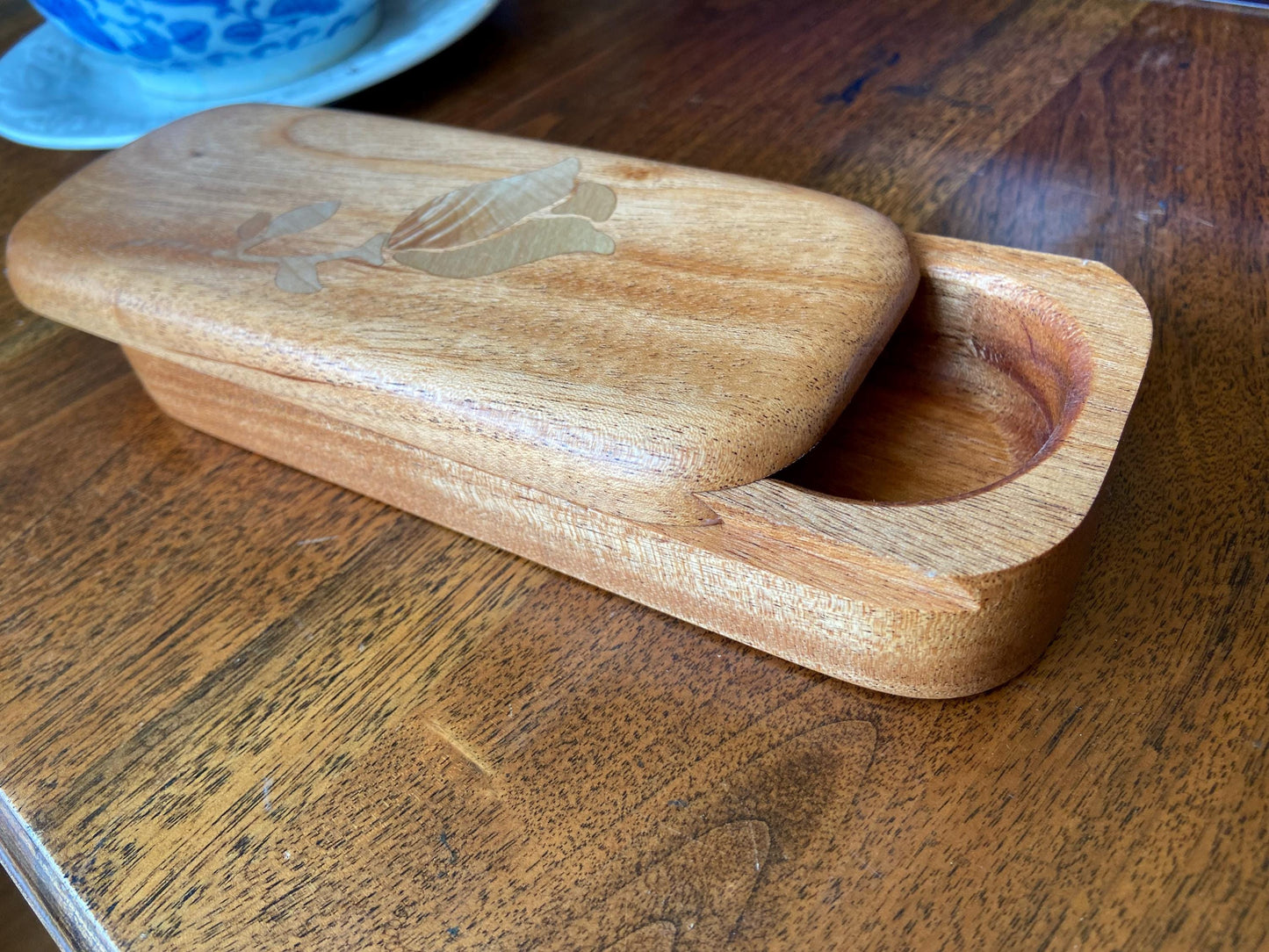 Handcrafted Keepsake Box/Wood Inlay - 8.25" x 3.25"