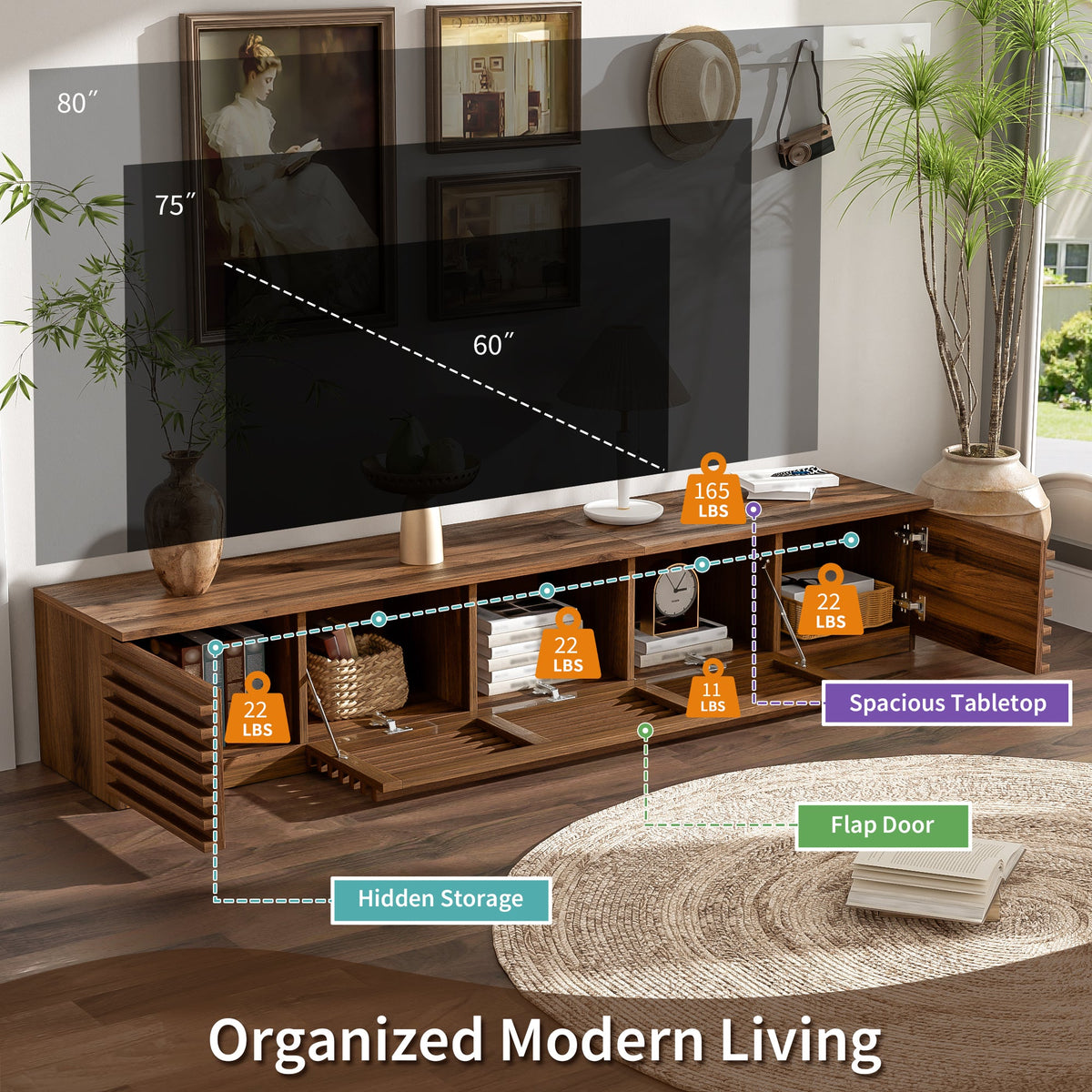 70 Inch Modern TV Stand for TVs Up to 80"