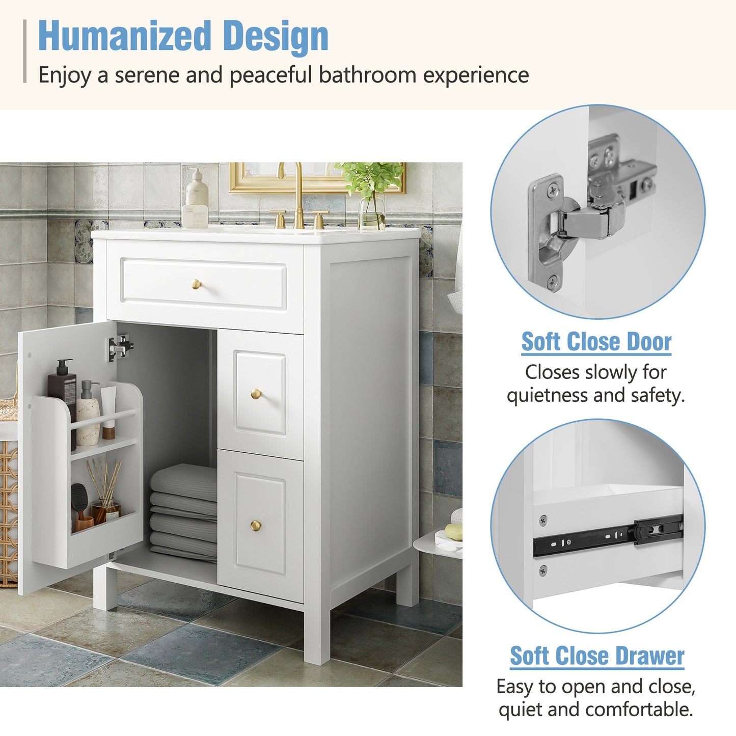 24-Inch Bathroom Vanity with Ceramic Sink