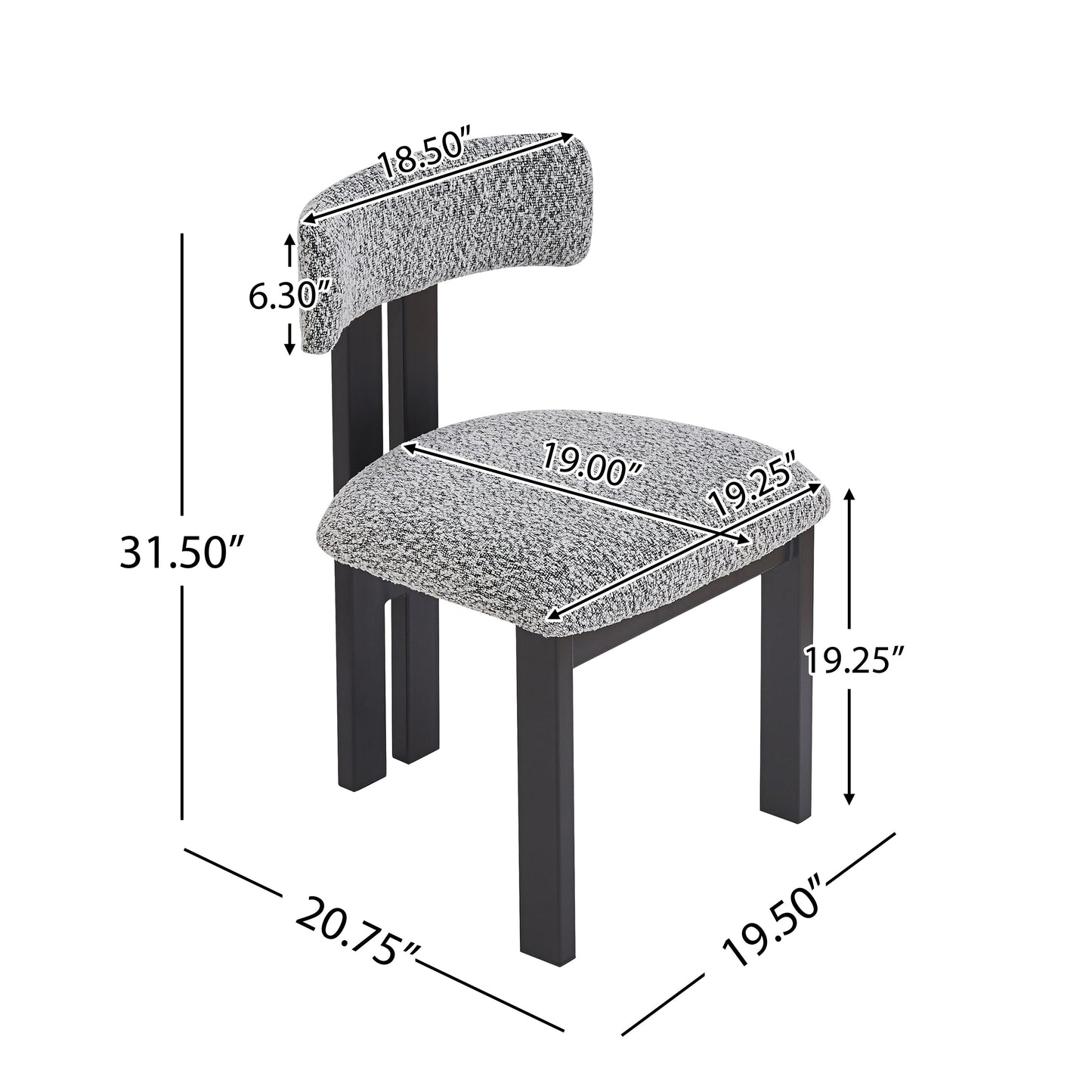 Upholstered Armless Dining Chairs With Metal Legs (Set of 2)