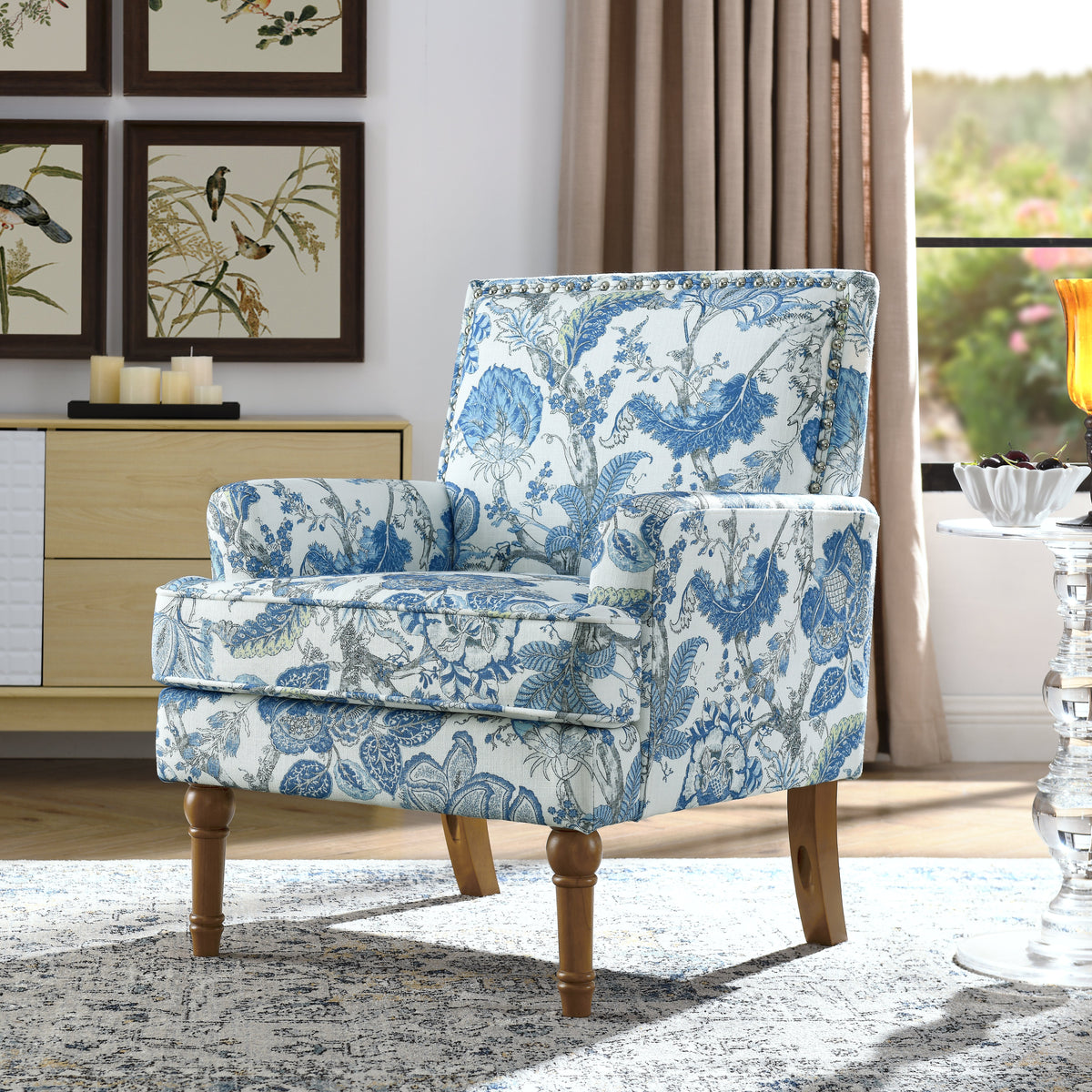 Accent Chair with Solid Hardwood Frame and Hand-Woven Paper Rope Arm