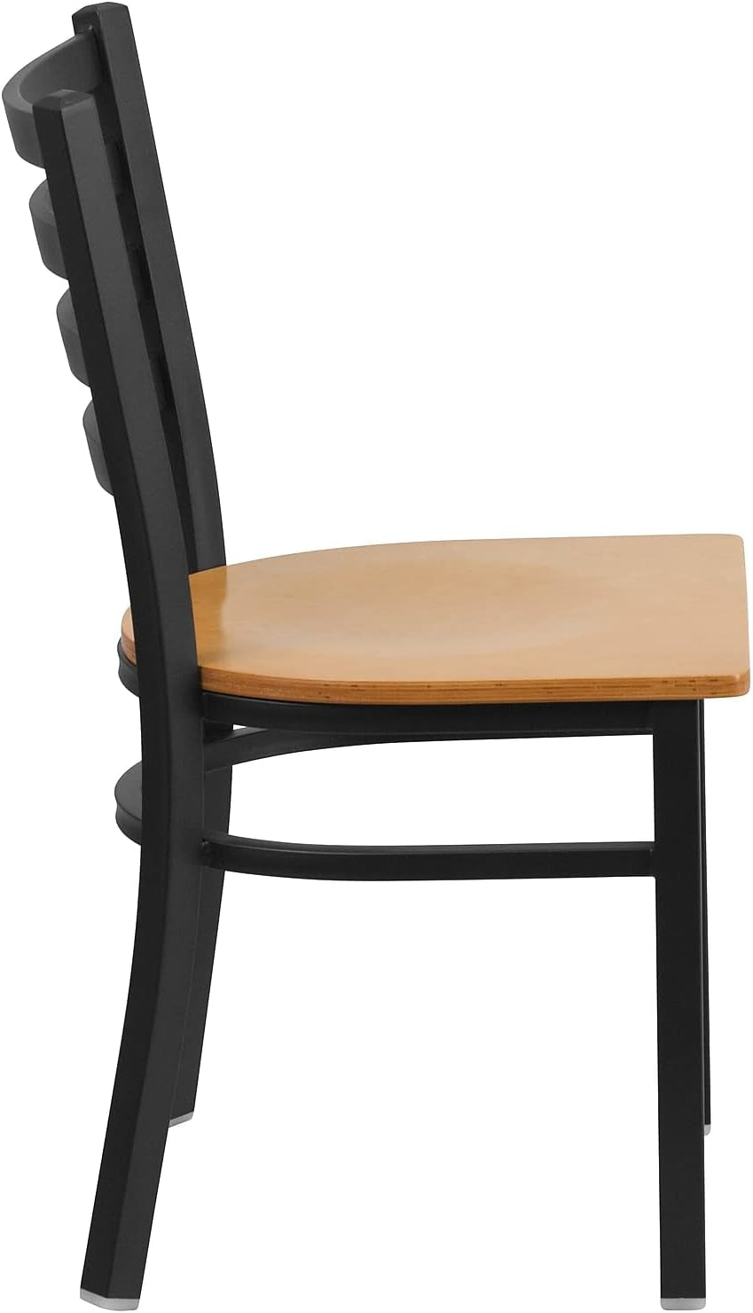 Hercules Series Black Ladder Back Metal Dining Chair Set of 2 With Natural Wood Seat