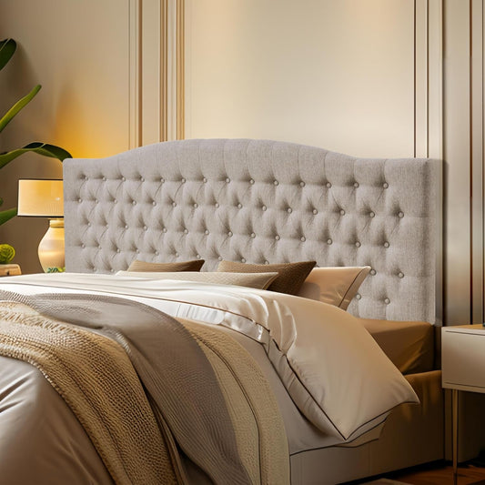Luxury Linen Upholstered King Headboard with Easy Assembly