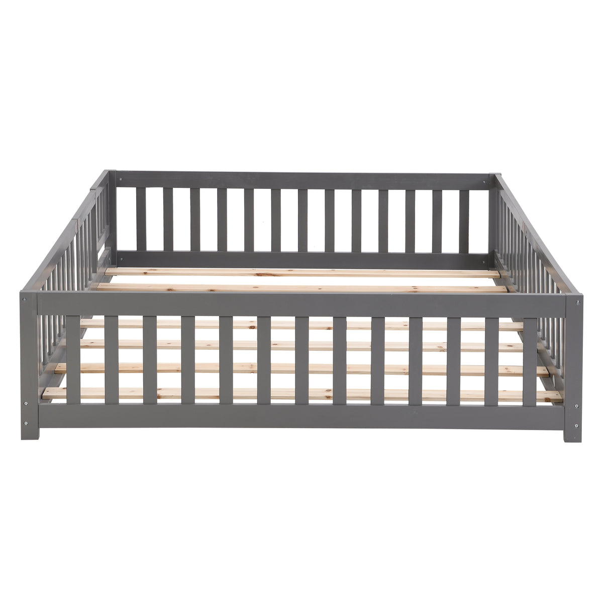 Full Size Floor Bed with Door - Solid Wood Platform Bed