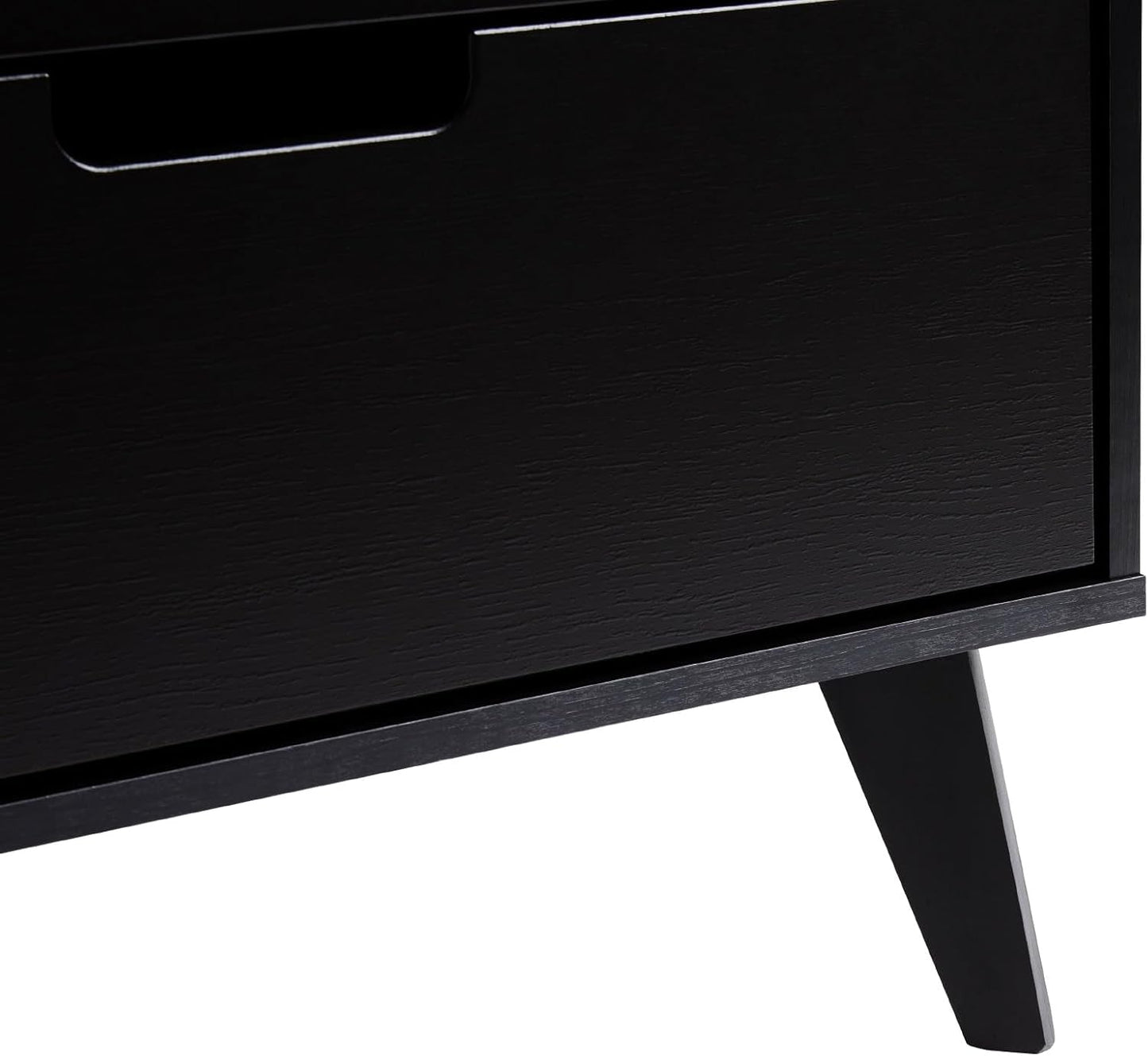Modern Six Drawer Dresser Black 52 Inch Bedroom Storage