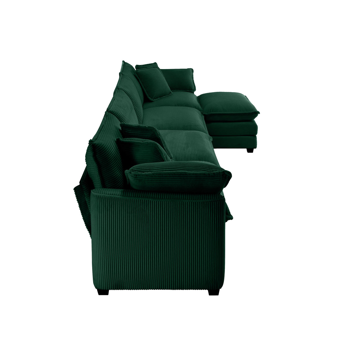 Corduroy Sofa - Modern Upholstered 4 Seater with Footstool
