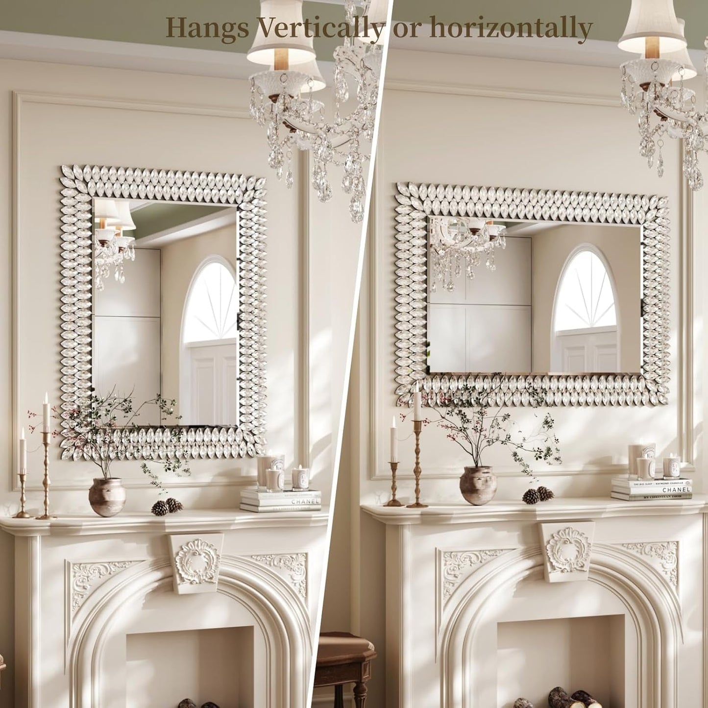 30X40 Inches Jeweled Bathroom Wall Mirror Large Rectangle Vanity Decor