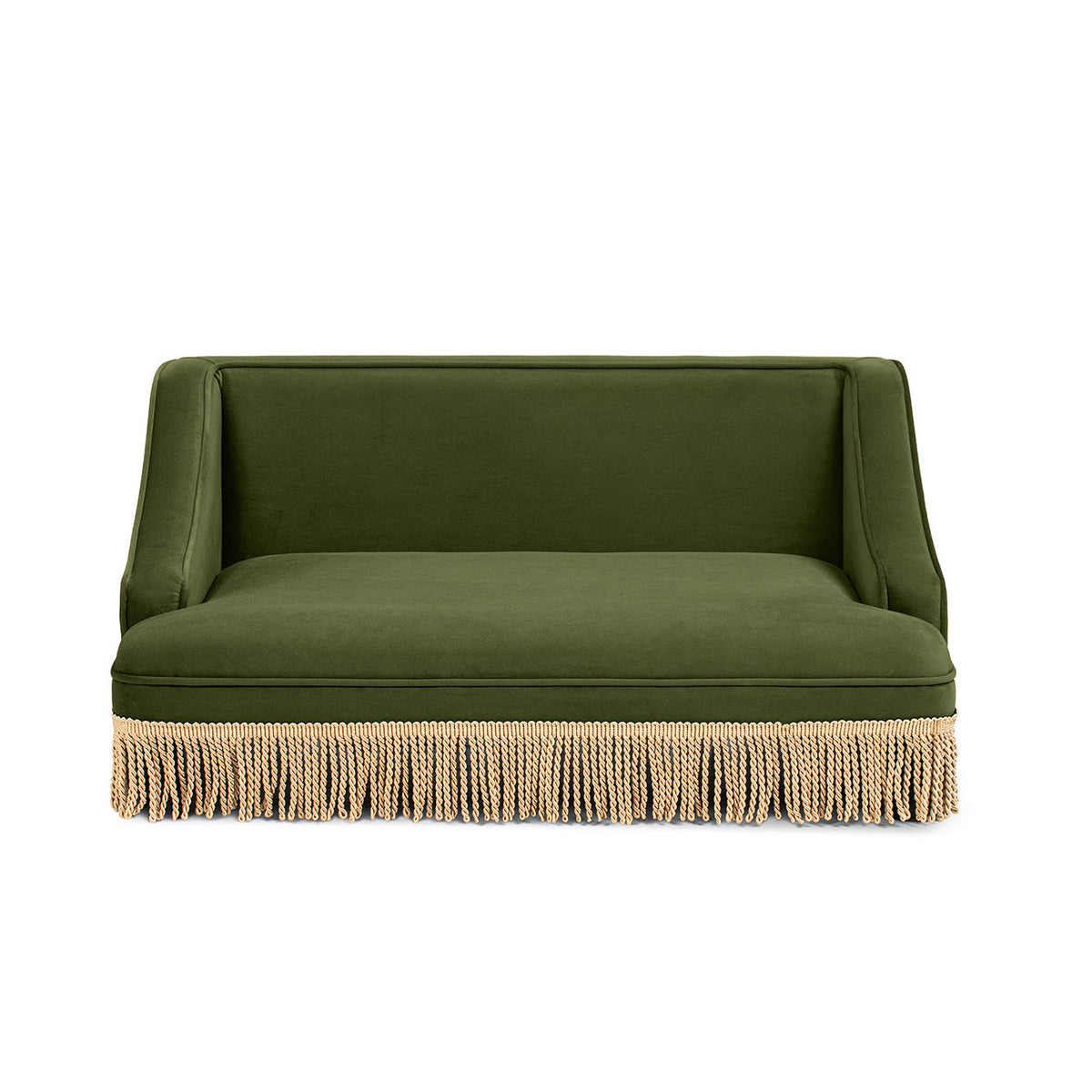 Duchess 33" Medium Princess Pet Bed Sofa with Fringe Skirt, Olive