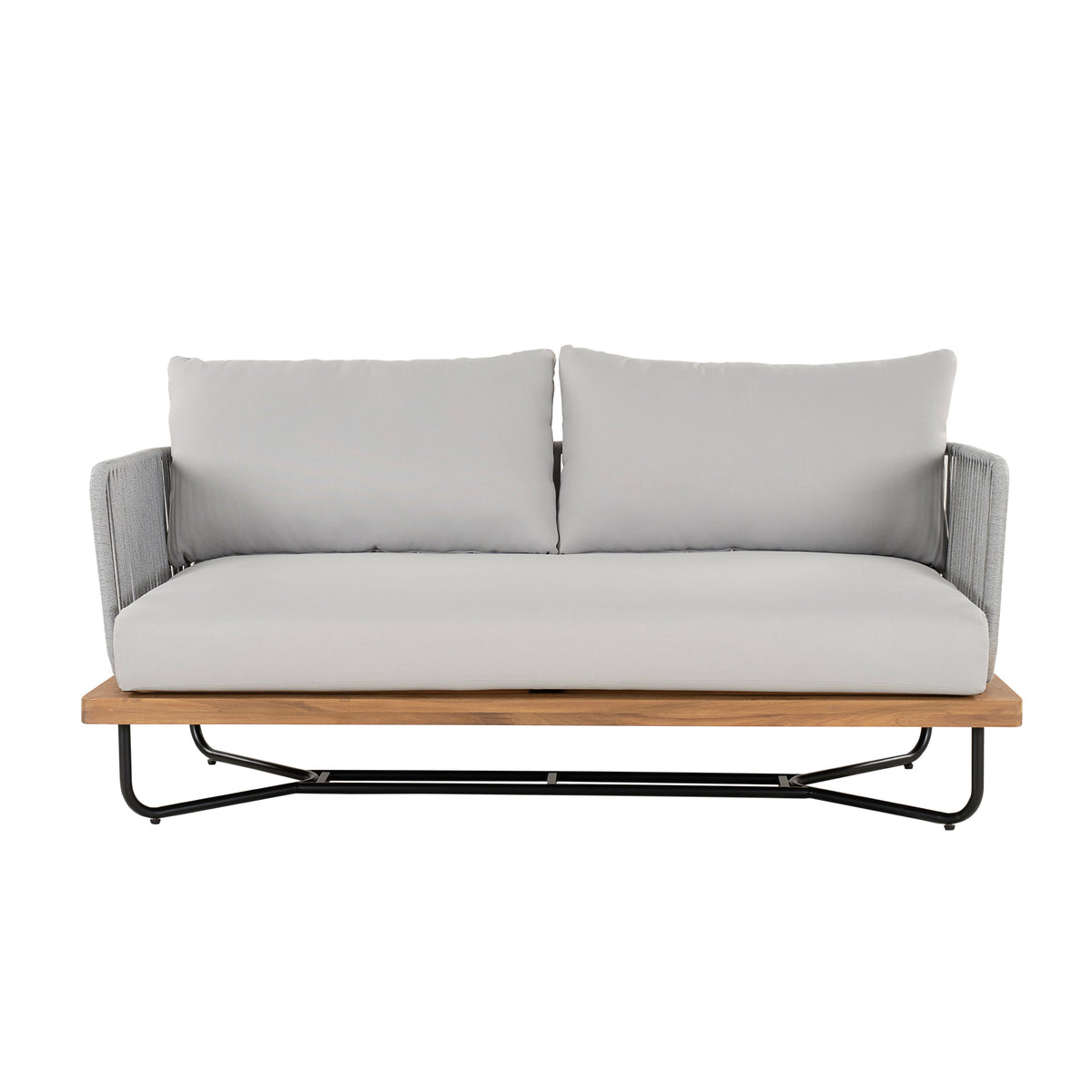 Lucca Outdoor Acacia Wood Rope Woven Sofa Sectional Set
