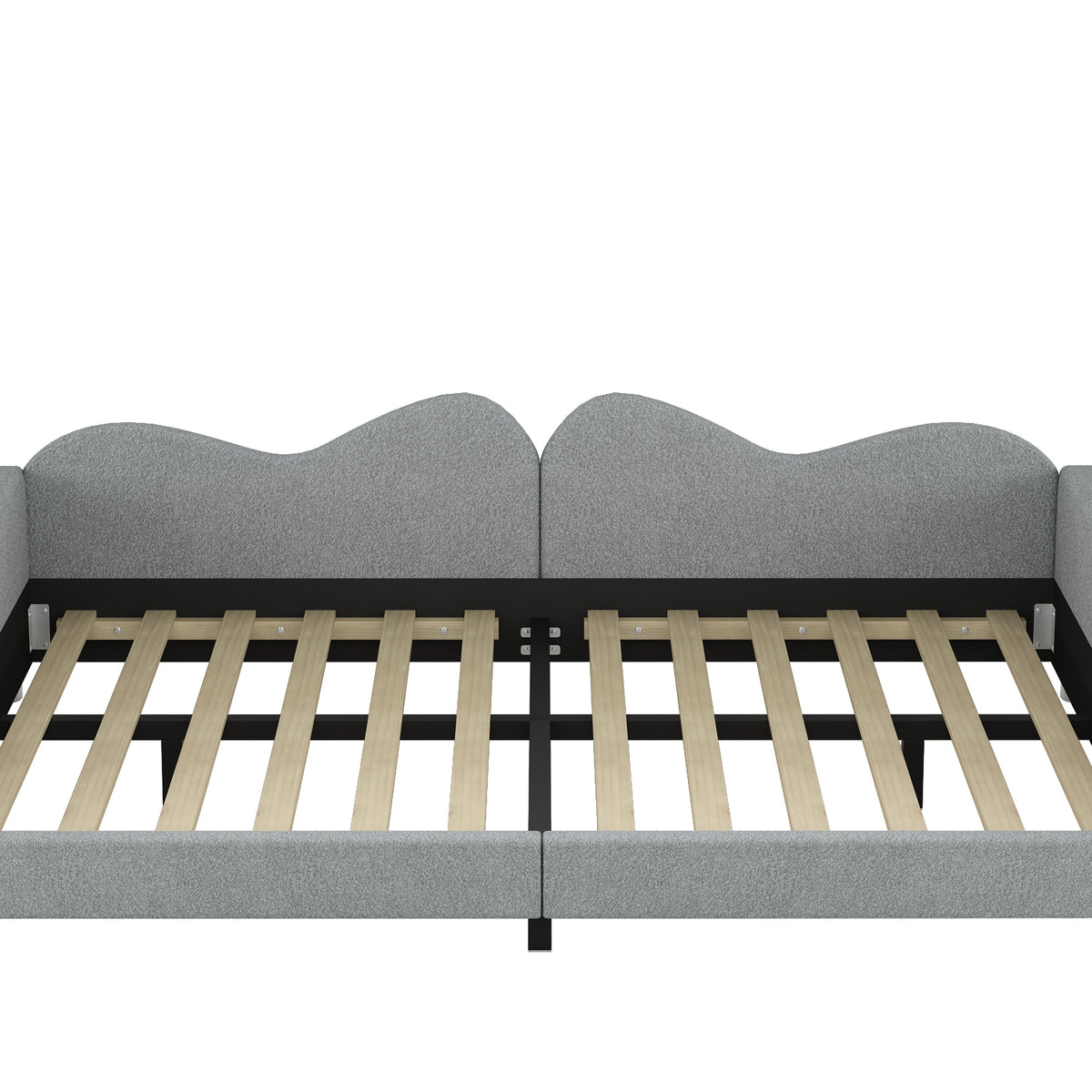 Full Size Upholstered Daybed in Gray Sherpa Fabric