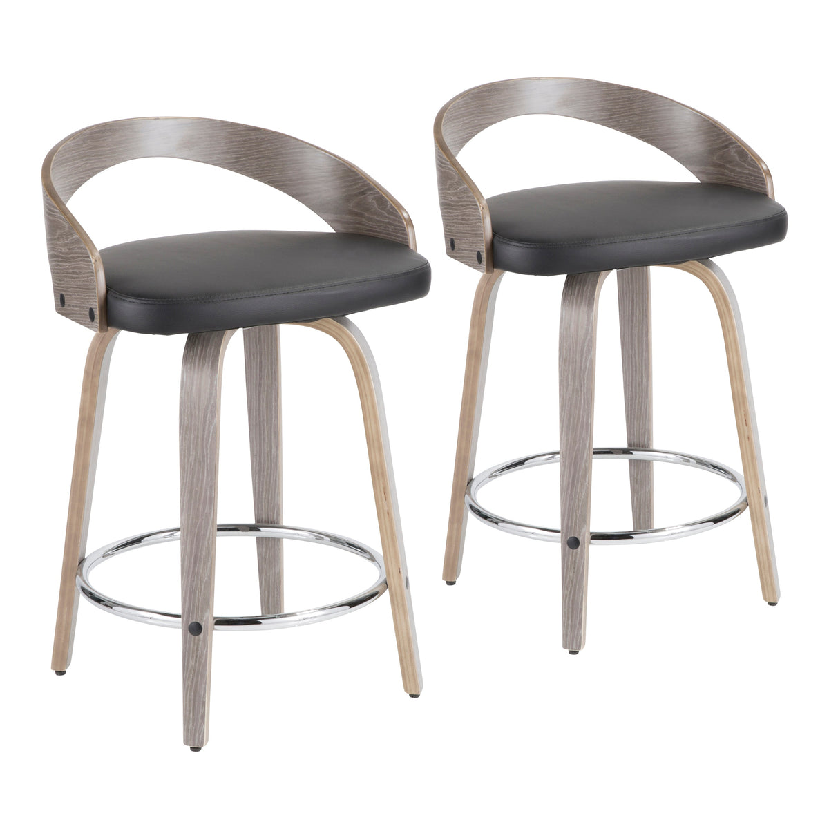 25" Mid-Century Modern Fixed Height Counter Stool with Swivel in Light