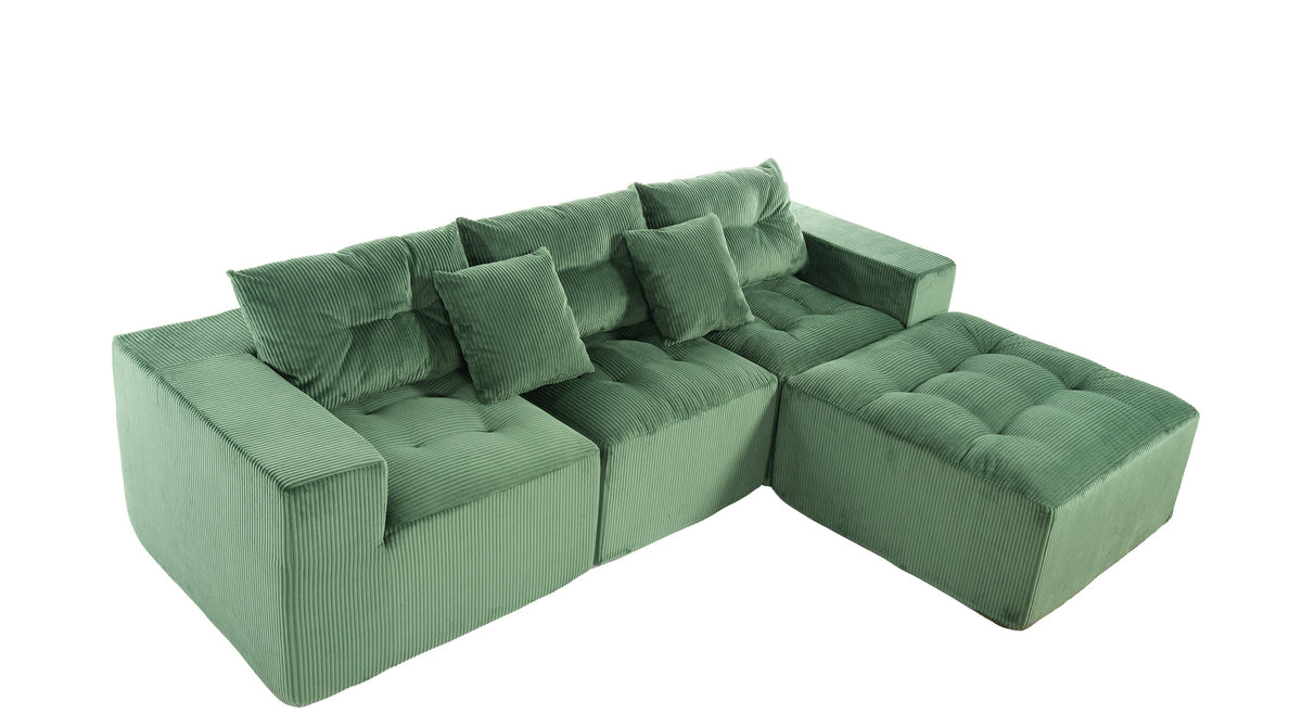 101" L-Shaped Modular Compression Sofa, Green