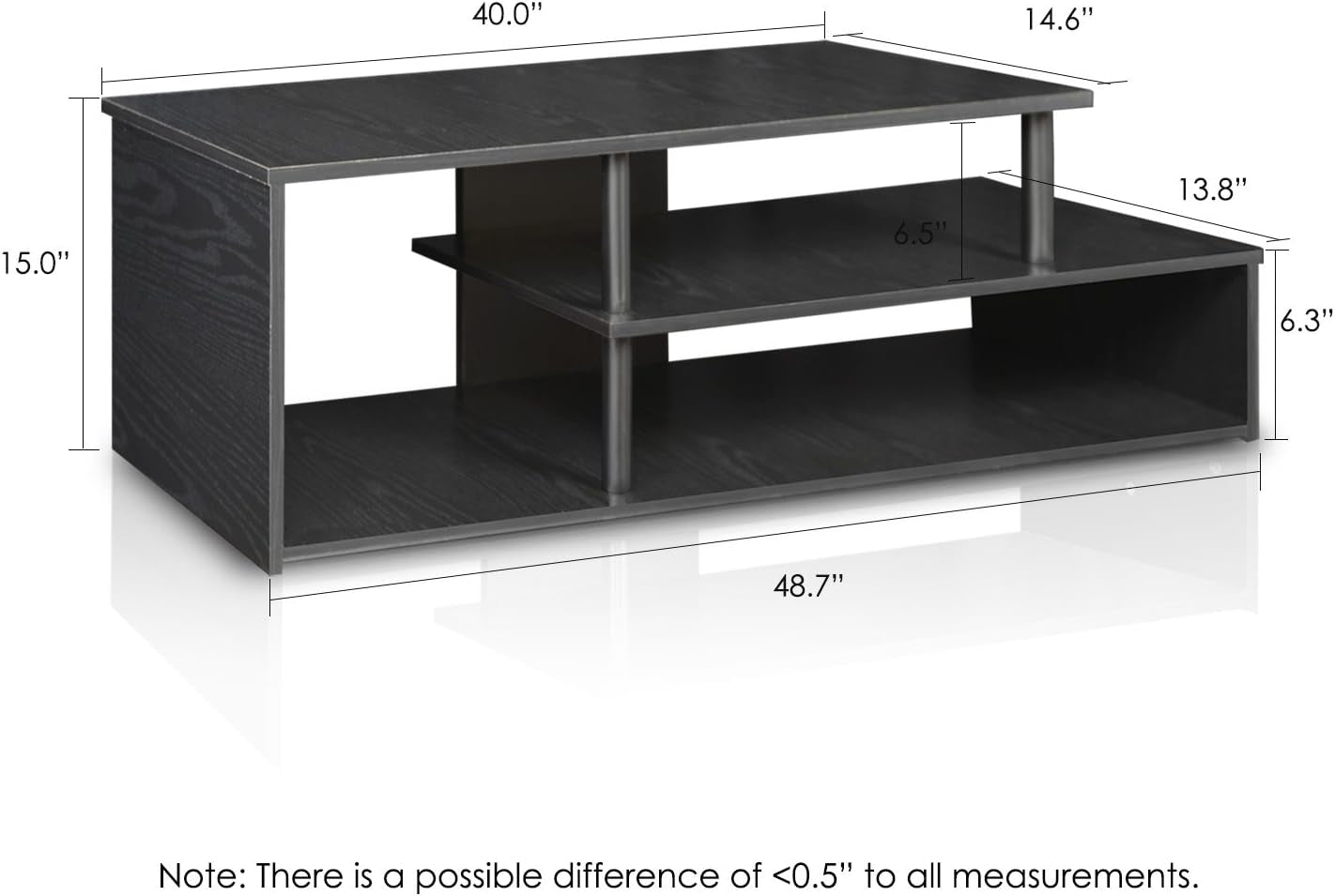 Econ Low Rise TV Stand Black For Small Spaces Living Room