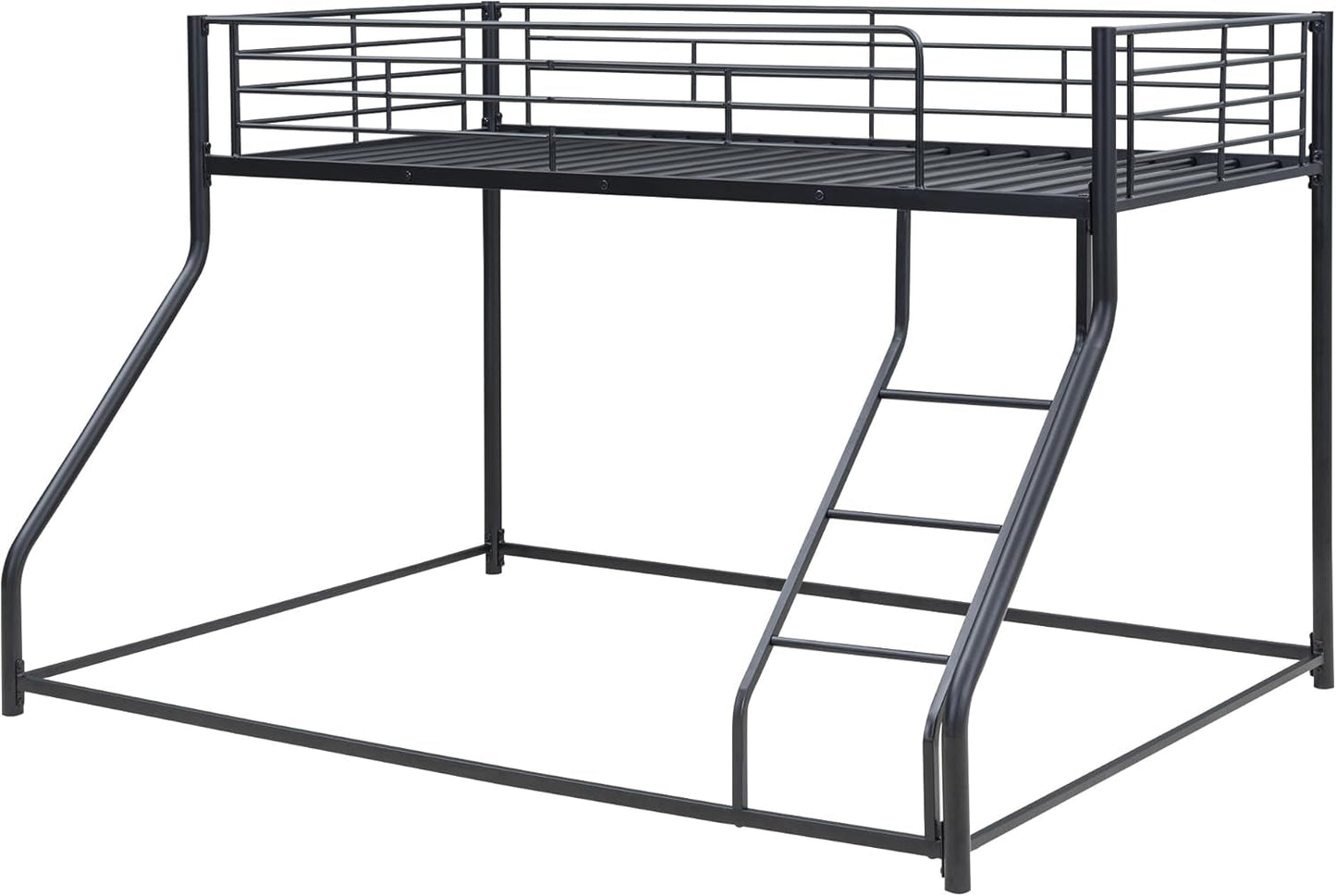 Heavy Duty Twin Over Queen Metal Bunk Bed In Black