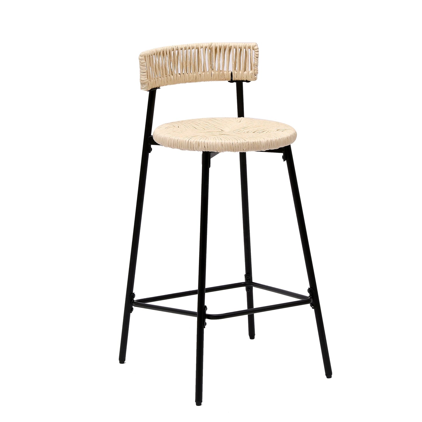Counter Stools Set of 2 Handwoven Paper Rope Bar Stools