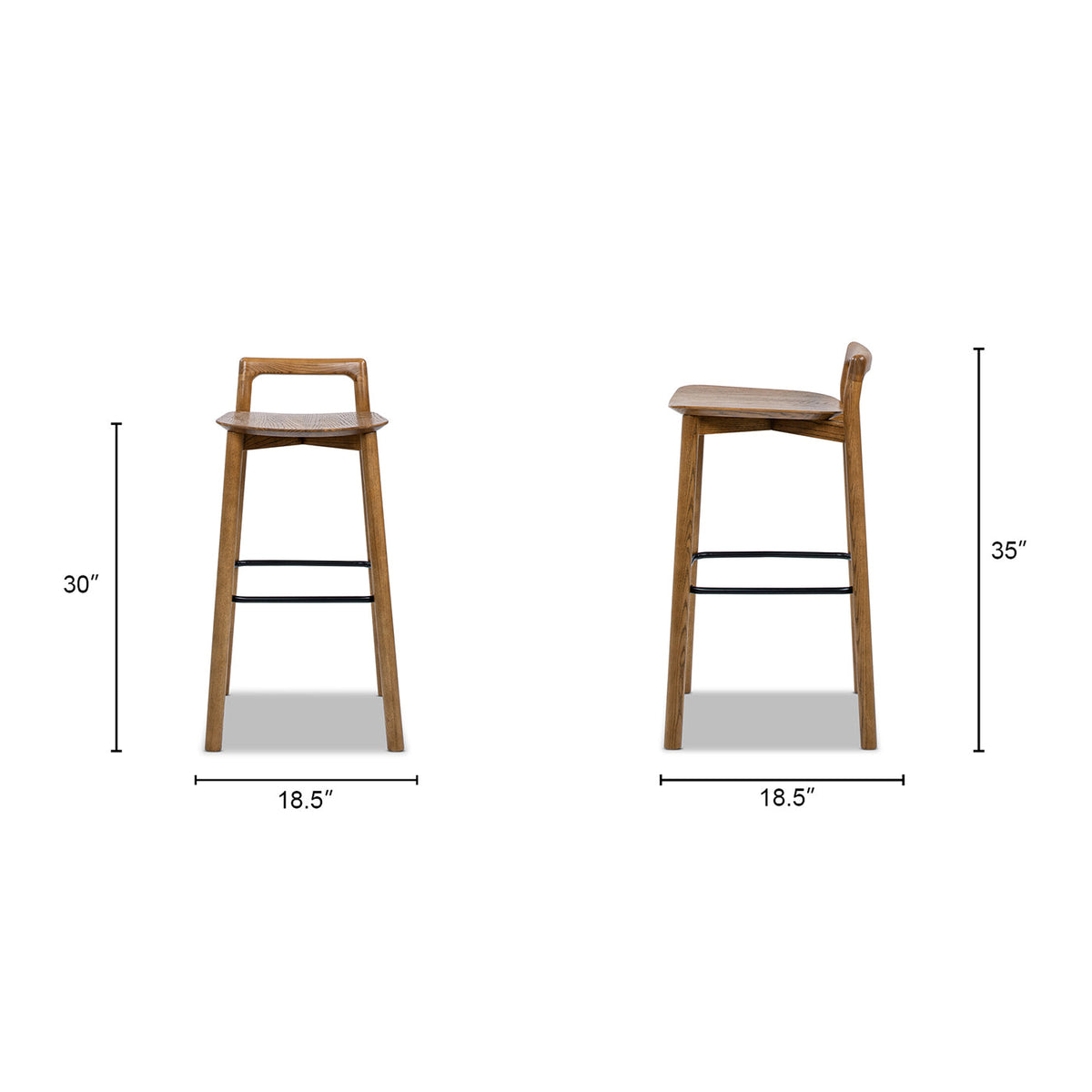Sven 30" Modern Minimalist Low Back Wood Barstool