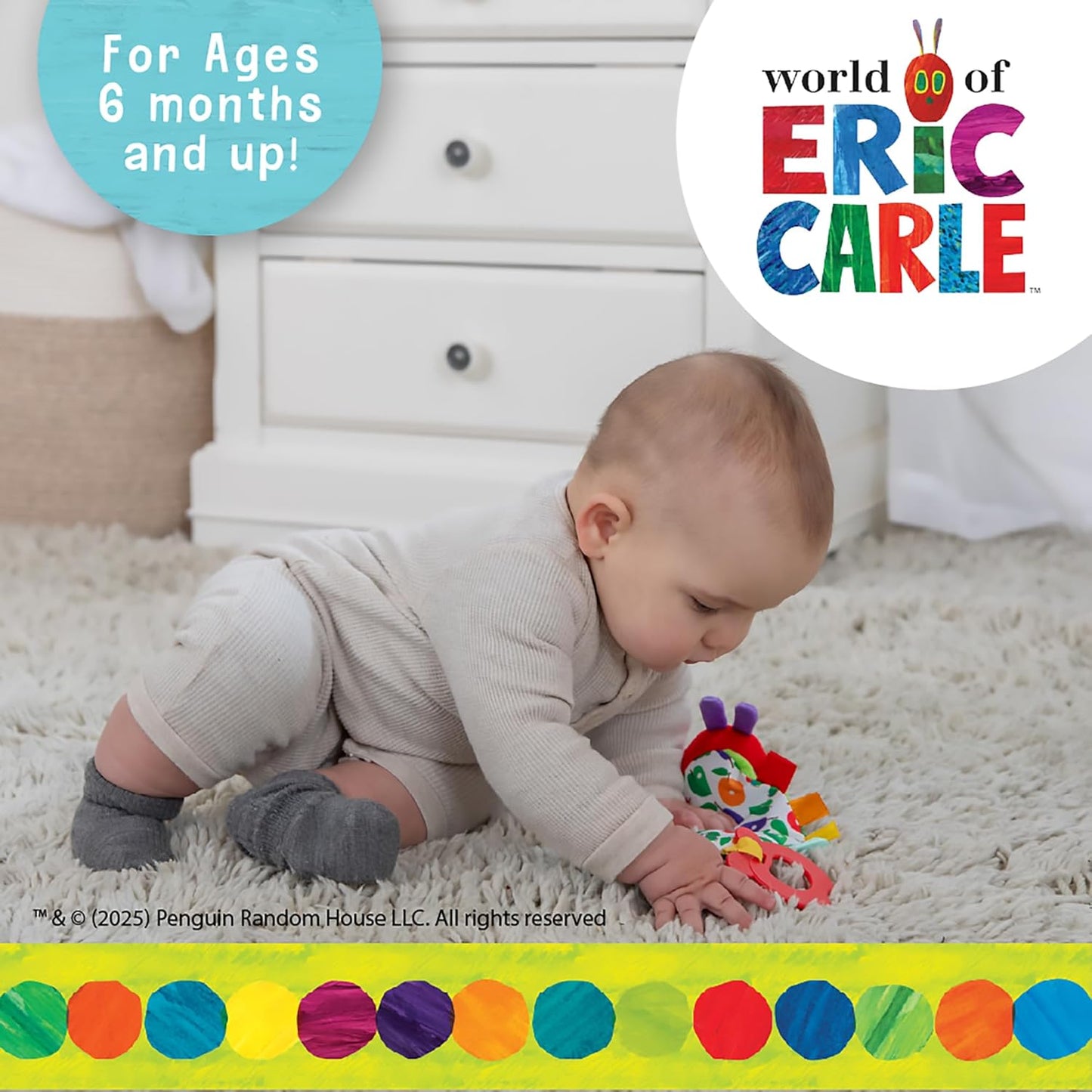 Eric Carle - The Very Hungry Caterpillar Sensory Toy with Crinkle Orange Slice and Teether Ring