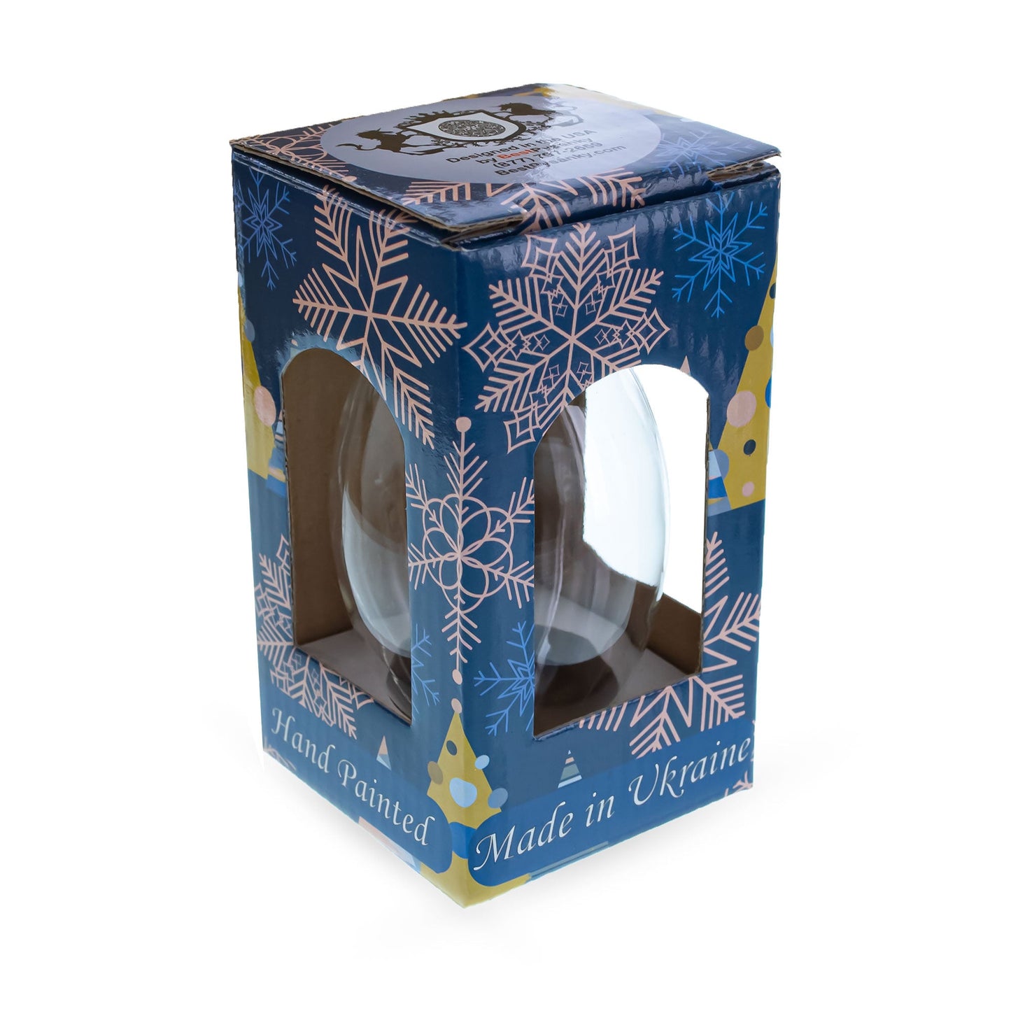 Lily of the Valley on Glossy Blue Egg Glass Ornament 4 Inches