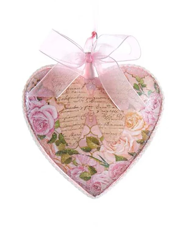 Blush Boho Chic Glass Pink Heart Ornaments -