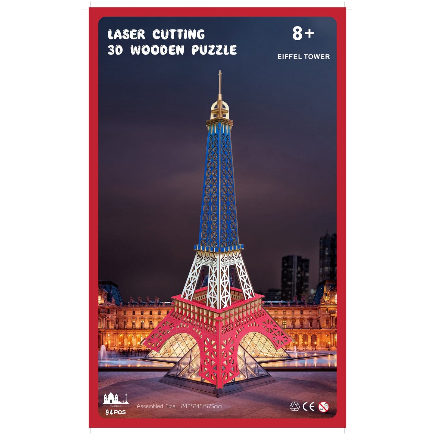 Paris Eiffel Tower Model Kit - Wooden Laser-Cut 3D Puzzle (94 Pcs)
