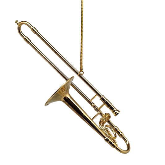 Brass Trombone Ornament with Case