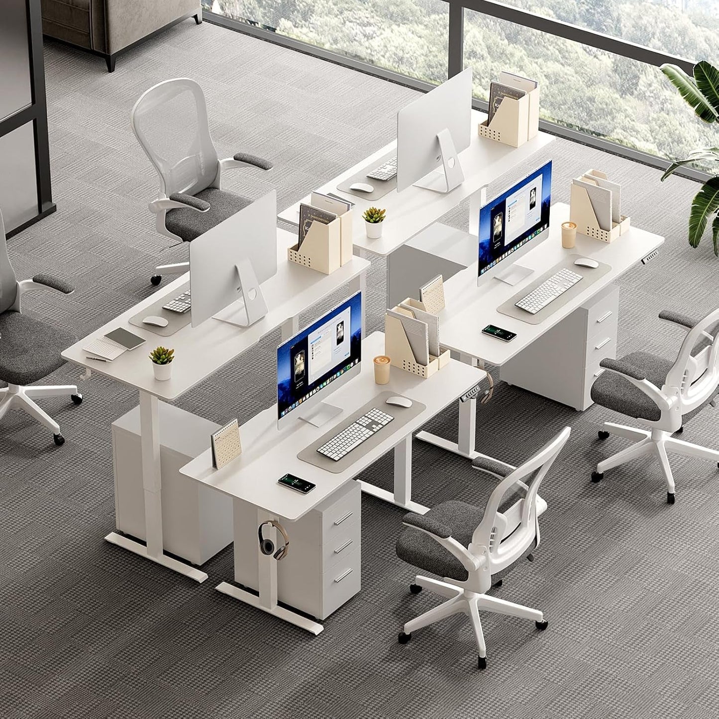 Electric Adjustable Height Standing Desk with Rolling Wheels