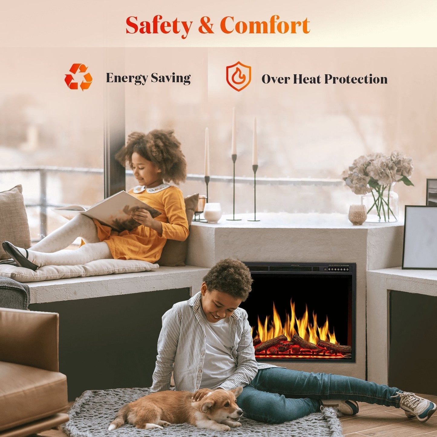 Electric Fireplace Insert Adjuatble Flame Colors 936A,939A,936BXB,939BXB