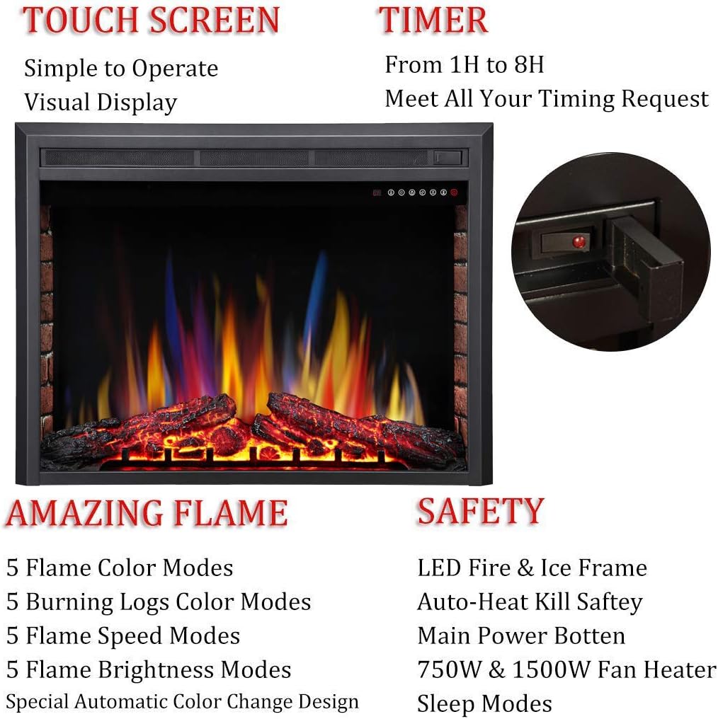 Electric Fireplace Insert Adjuatble Flame Colors 936A,939A,936BXB,939BXB
