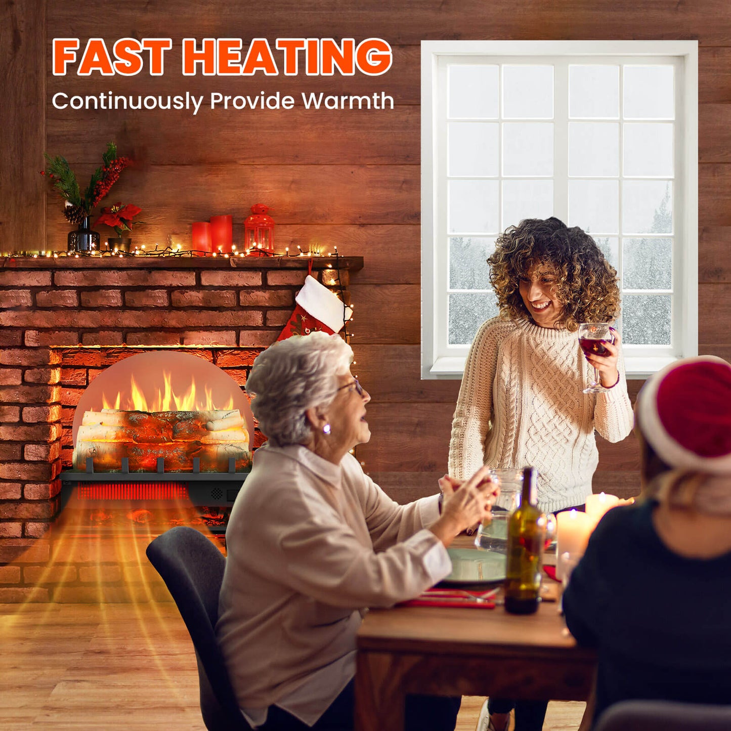 Electric Fireplace Log Heater with Infrared Flames L360CP