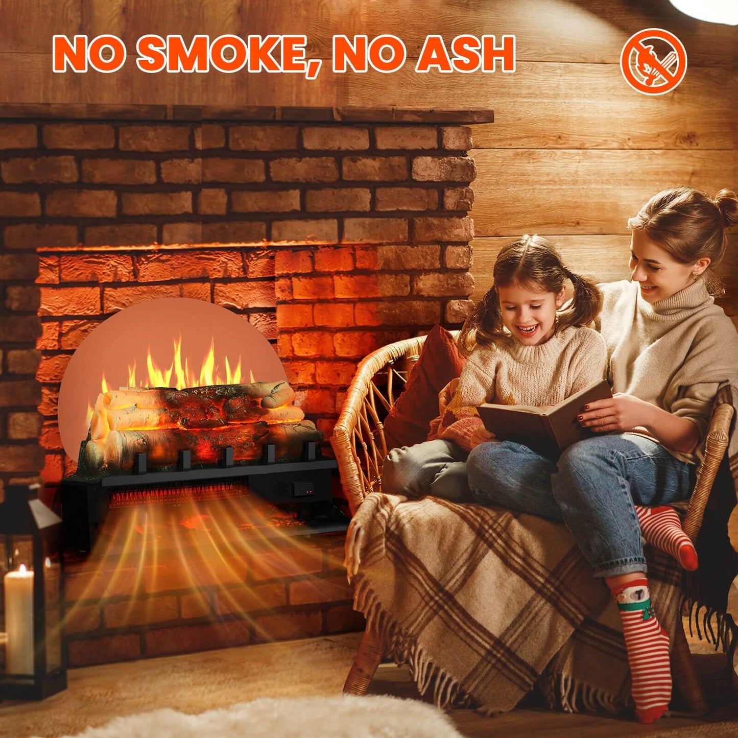 Electric Fireplace Log Heater with Infrared Flames L360CP