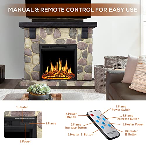 48 Inch Electric Fireplace Stone Mantel Package Y4926