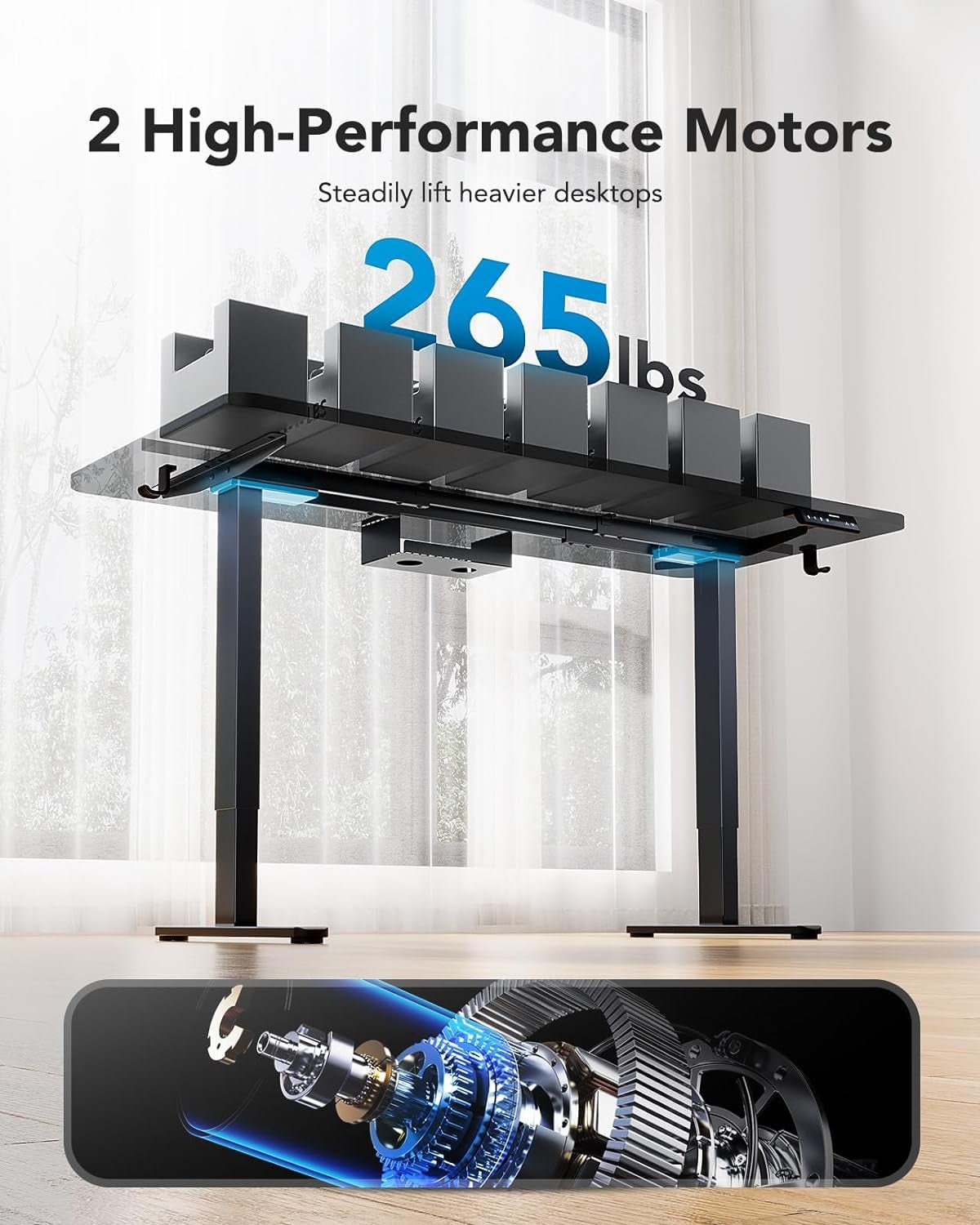 Electric Height Adjustable Desk Frame with Dual Motors