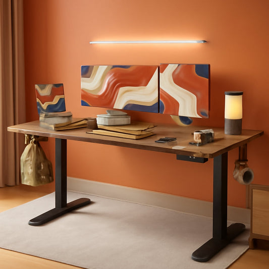 Electric Height Adjustable Standing Desk with Casters