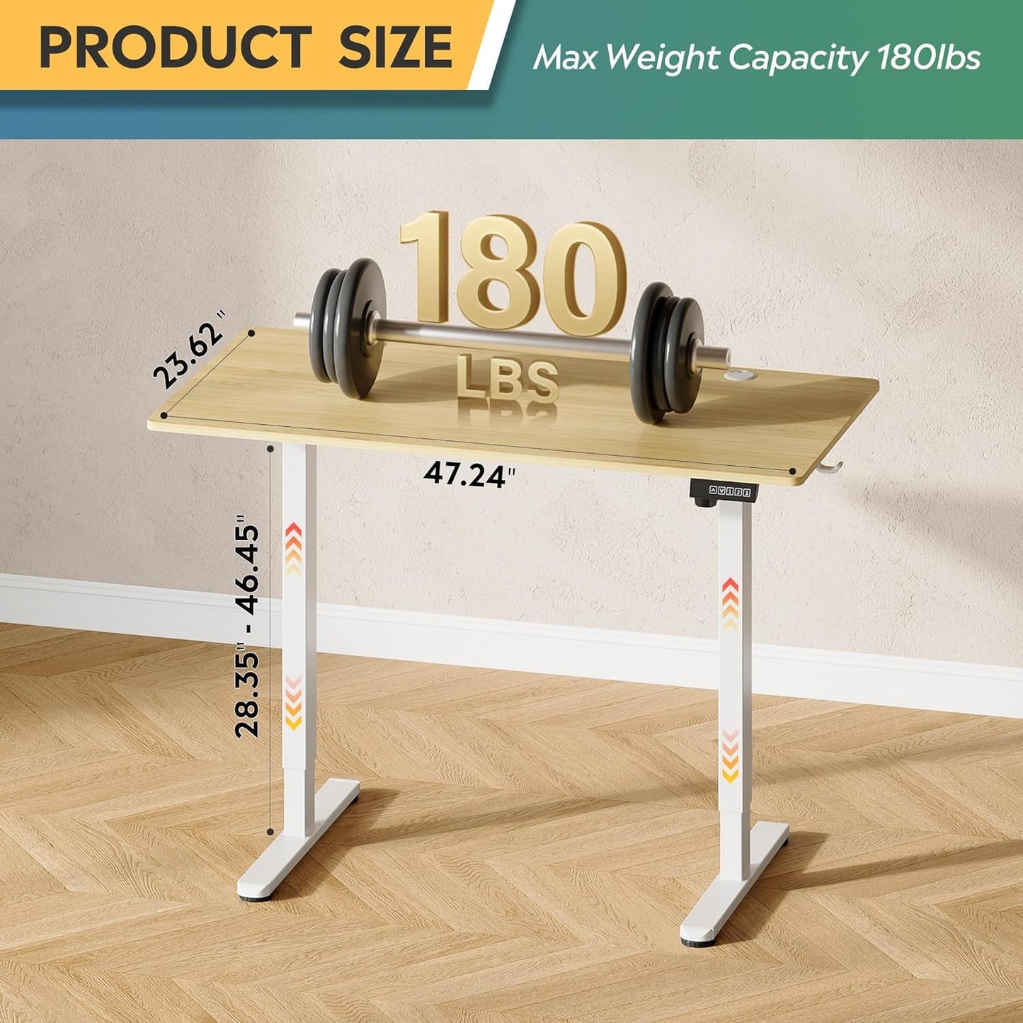Electric Height Adjustable Standing Desk with Phone Holder