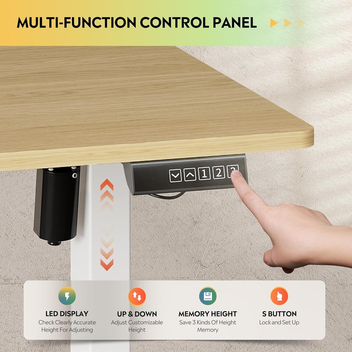 Electric Height Adjustable Standing Desk with Phone Holder