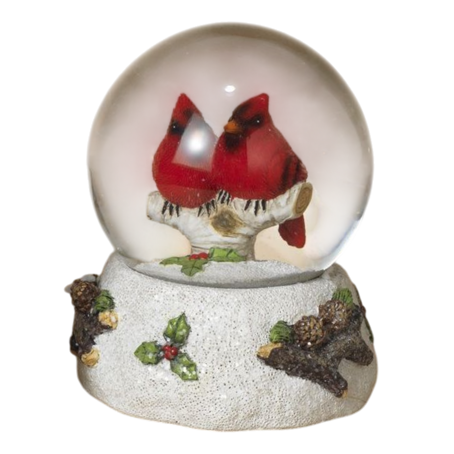 Cardinals on a Branch Water Globe - 5 Inch