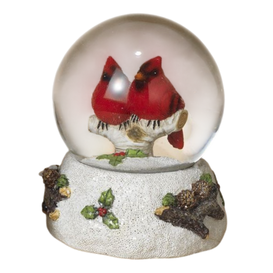 Cardinals on a Branch Water Globe - 5 Inch